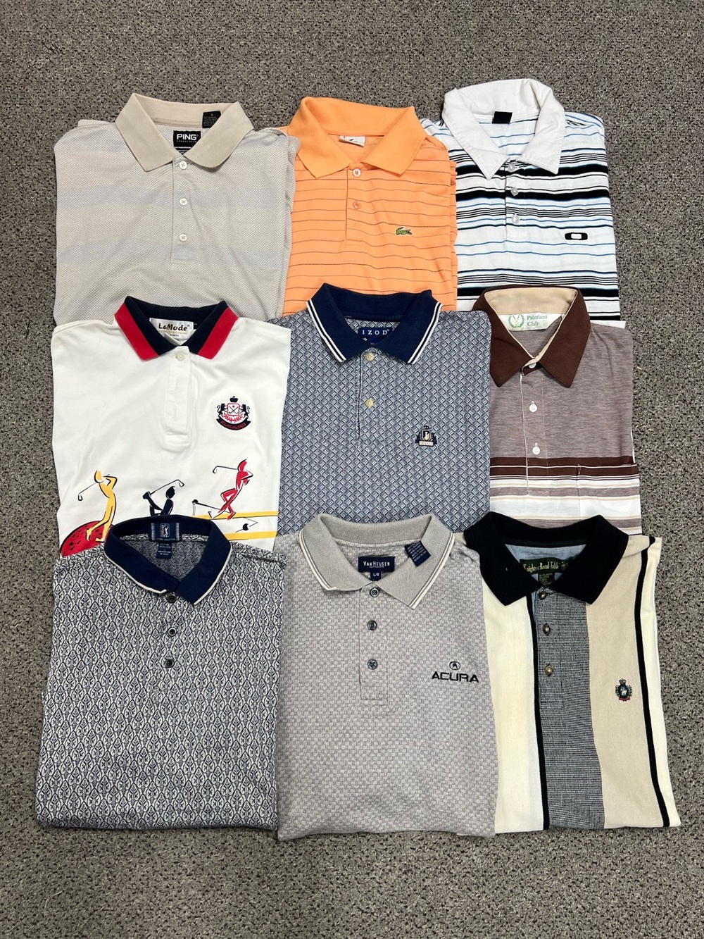 9 Vintage Golf Shirts Mens Large